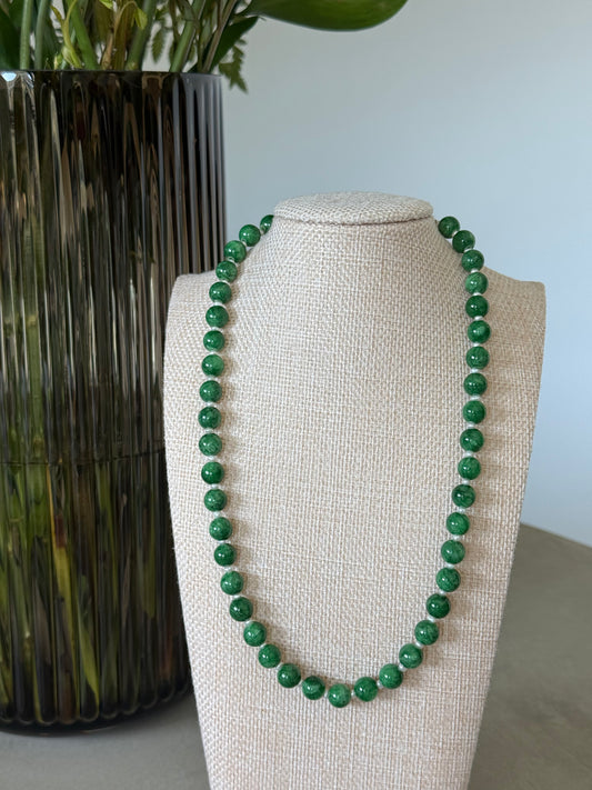 Dyed Green Jade x Freshwater pearls Necklace