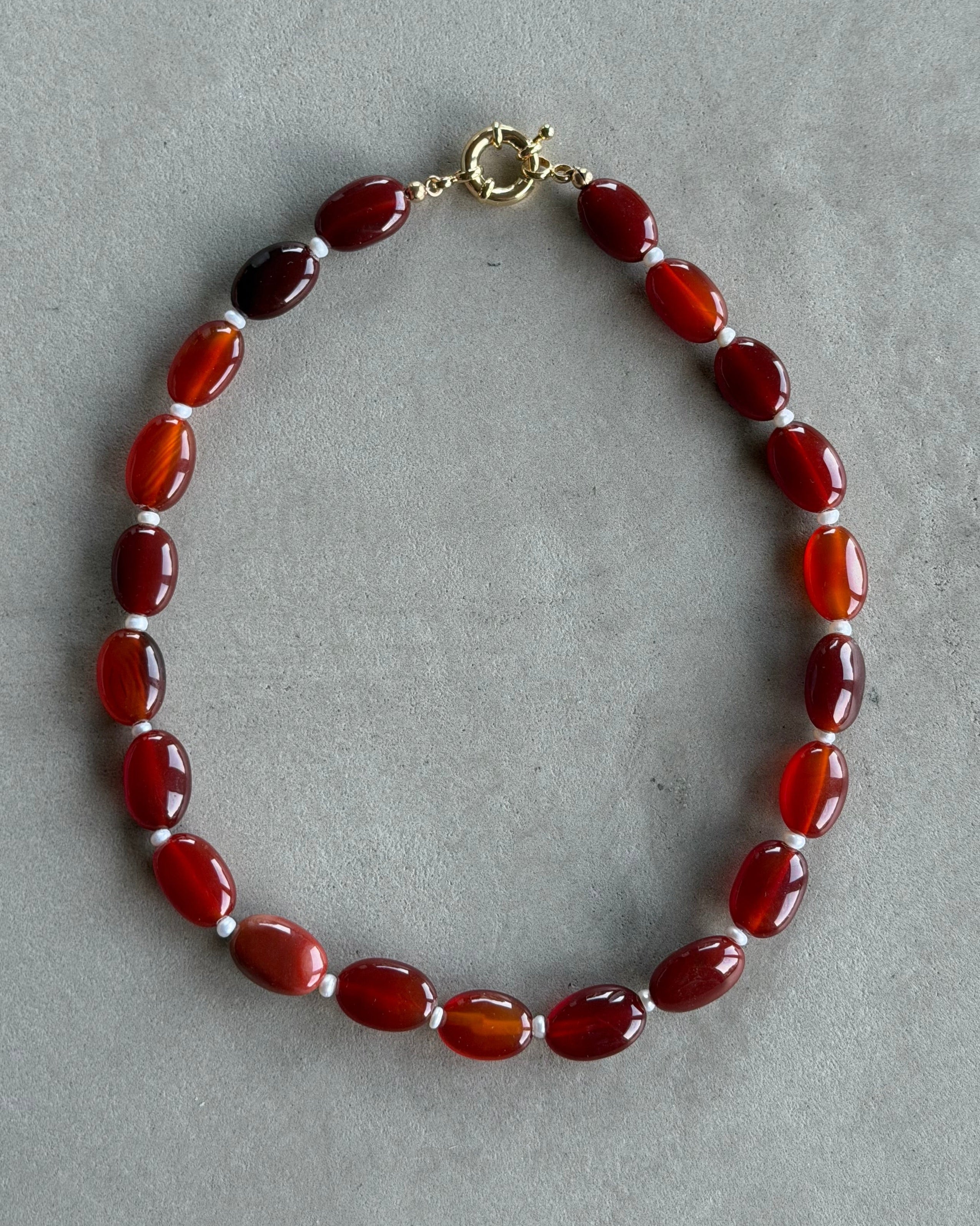 Carnelian & Pearl Necklace