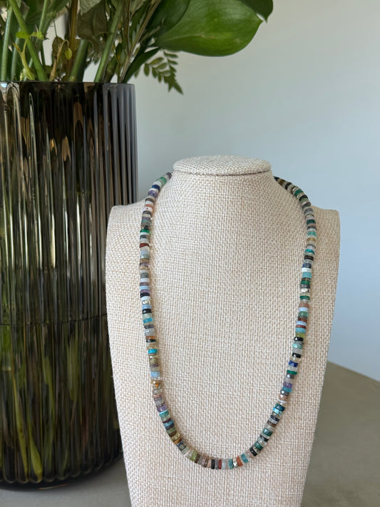 Mixed Gemstone x Rondelle Necklace